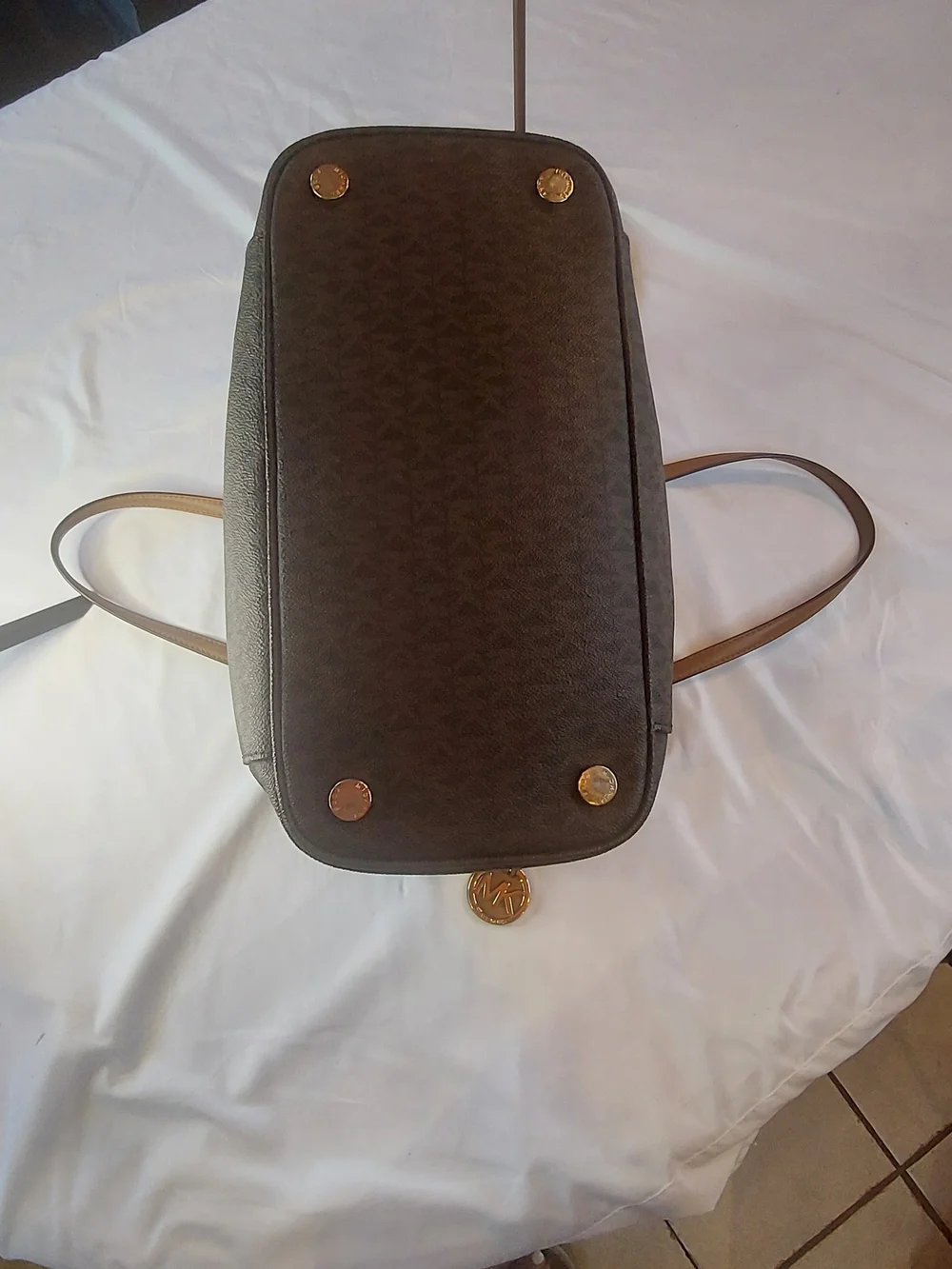 Michael Kors Jet Set Medium EW Signature Tote Brown Acorn LIKE NEW